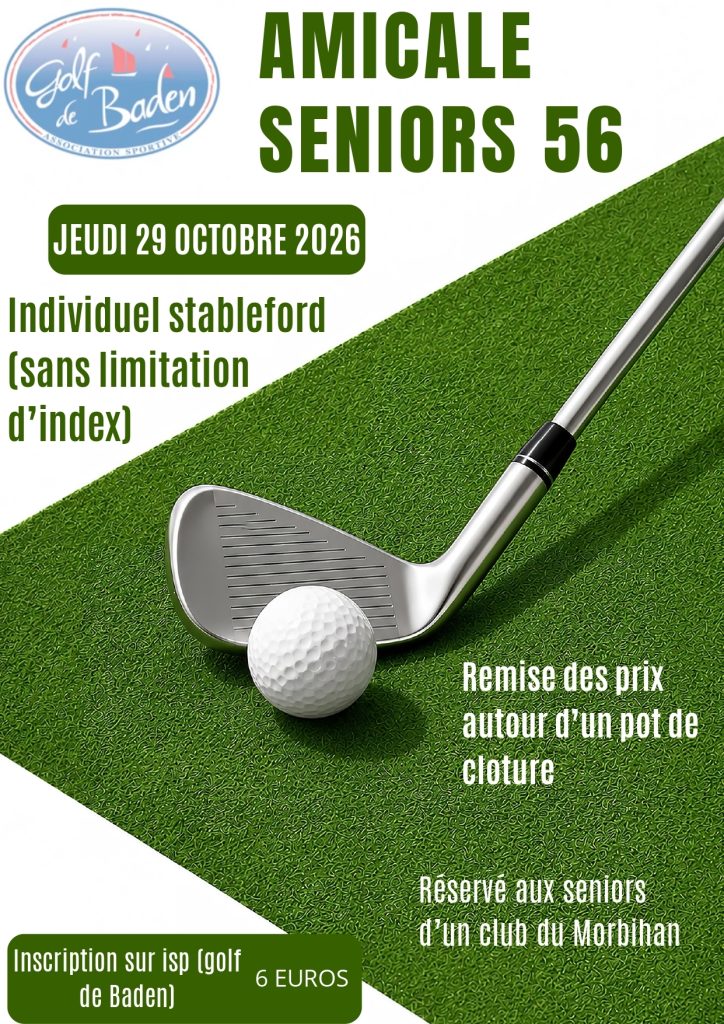 Jeudi 29 octobre - AMICALE SENIORS 56 réservée aux seniors d'un club du Morbihan